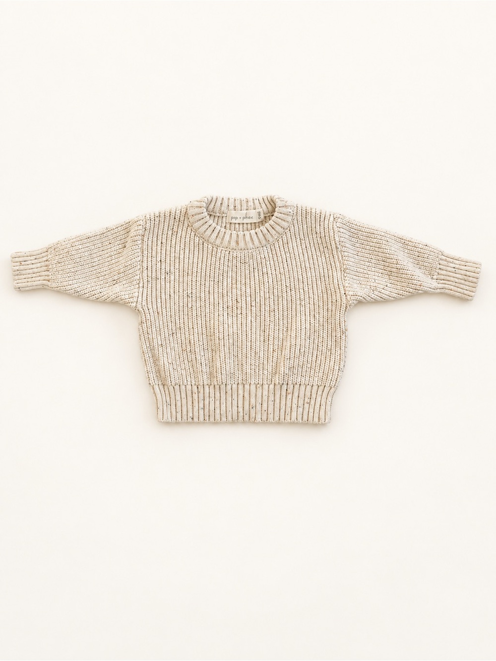 Pip & Phee Cream Ribbed Knit Sweater- 100% Organic Cotton